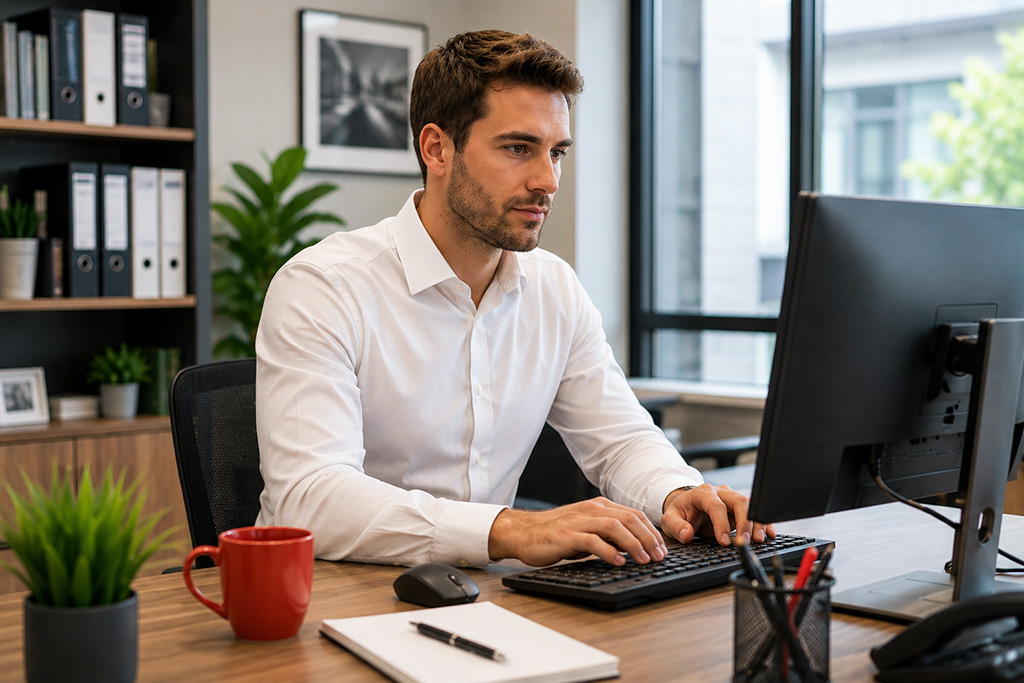 Business user typing image