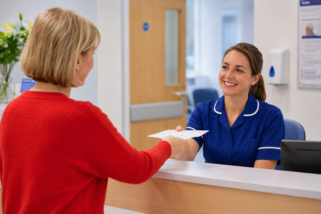 Patient appointment letter and nurse image